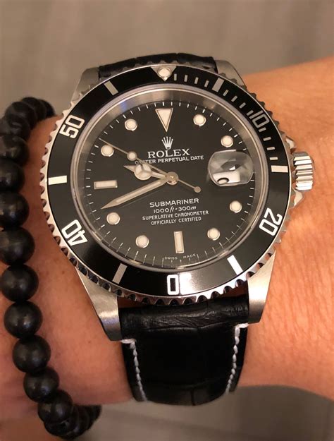 rolex submariner on leather strap forums|rolex submariner ceramic curved strap.